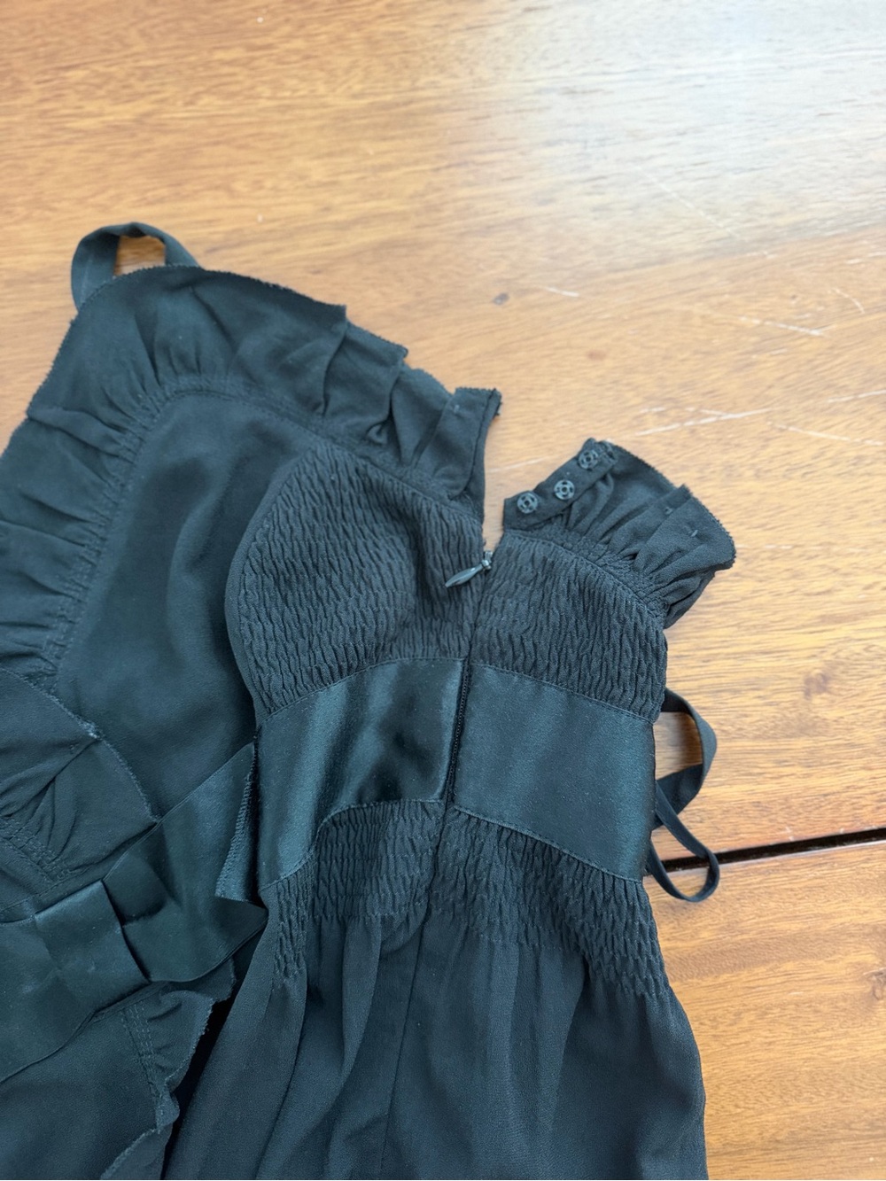 Vintage Prada Black Textured Ruffle Dress with Bow - Picture 7 of 7